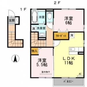 ウィンドヒルⅡ　-の2LDK賃貸アパート 201の間取り画像