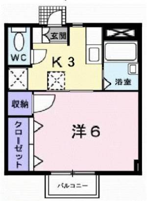 ファミール光葉　Ａ　伊予三島の1K賃貸アパート 102の間取り画像