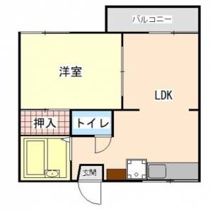 三宅ハイツⅠ　伊予三島の1LDK賃貸アパート 202の間取り画像