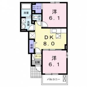 ファミーユ　赤星の2DK賃貸アパート 105の間取り画像