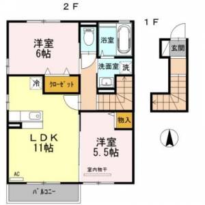 ウィンドヒルⅡ　-の2LDK賃貸アパート 205の間取り画像