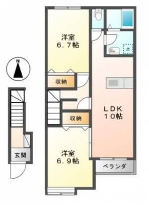 ファミリー・レジデンス　-の2LDK賃貸アパート 205の間取り画像