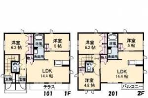 シャーメゾンユイナB　伊予三島の2LDK賃貸アパート 202の間取り画像