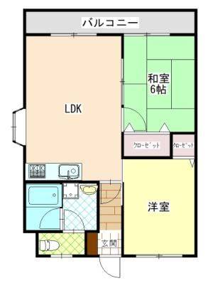 幸ハイツ　伊予三島の2LDK賃貸アパート 105の間取り画像