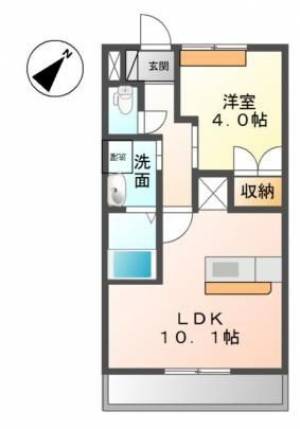 アルファー　伊予三島の1LDK賃貸アパート 201の間取り画像