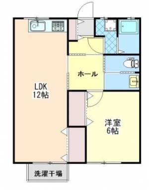 篠原アパート　伊予三島の1LDK賃貸アパート 103の間取り画像