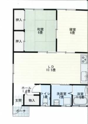 コーポ村上　赤星の2LDK賃貸一戸建て 2の間取り画像