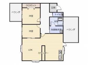 近藤ハウス2Ｆのみ住居　川之江の2LDK賃貸一戸建て 2の間取り画像