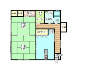 綿市戸建　川之江の2DK賃貸一戸建て 101の間取り画像