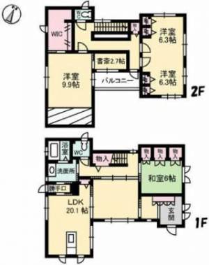 妻鳥町貸家　川之江の4LDK賃貸一戸建て 101の間取り画像