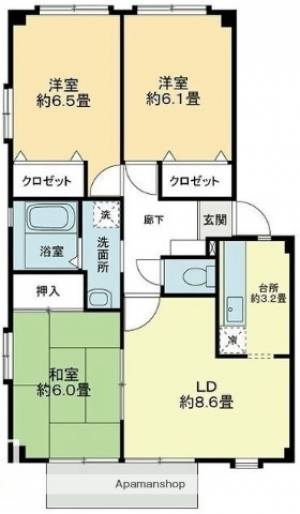 フォブール北井門　Ａ棟 104の間取り画像