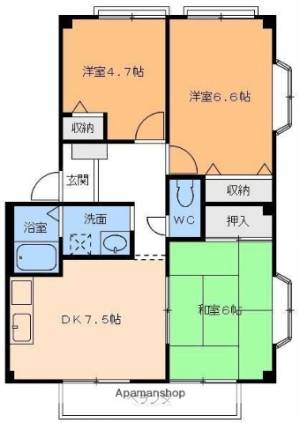 フォブール石手白石I 101の間取り画像