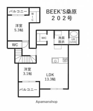 ＢＥＥＫ’Ｓ桑原 202の間取り画像