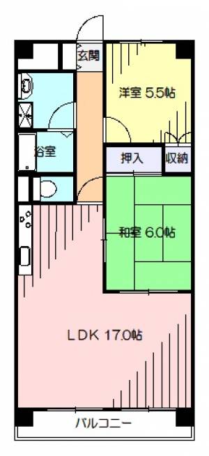 プロスパリティ扇／高知市福井扇町／2LDK 503の間取り画像