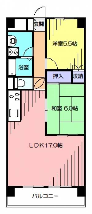 プロスパリティ扇／高知市福井扇町／2LDK 702の間取り画像