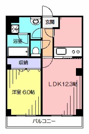 ミール／高知市鴨部／１LDK 401の間取り画像