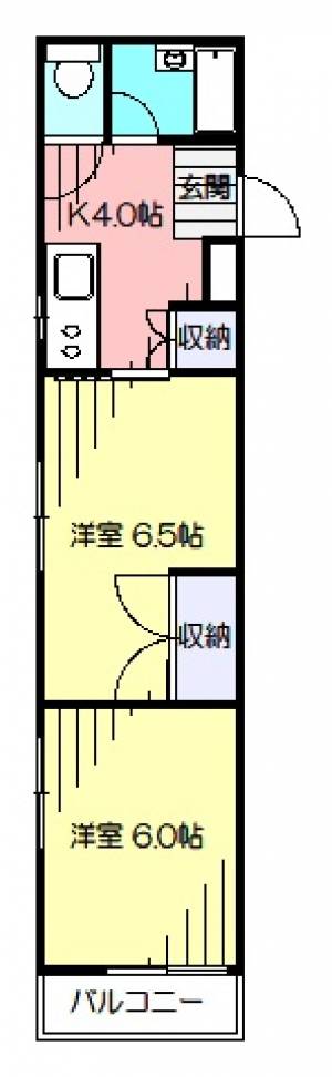 ハイツリバーサイド／高知市玉水町／2K 308の間取り画像