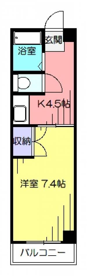 ハイツリバーサイド／高知市玉水町／1K 502の間取り画像