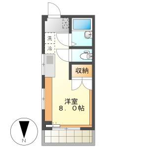 高知市桟橋通1　1R　2F（ペット可） の間取り画像