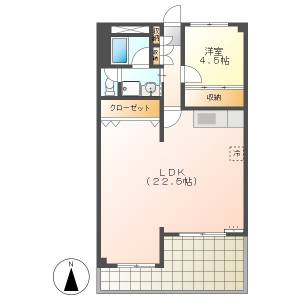 高知市河ノ瀬町　1LDK　2F の間取り画像