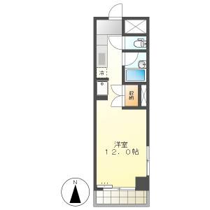 高知市南宝永町　1R　3F（無料ネット・角部屋・電停徒歩4分） の間取り画像