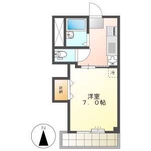 高知市東石立町　1K　3F（最上階・無料ネット・P有） の間取り画像