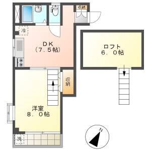 高知市桟橋通3　1DK+ロフト　4F（ペット相談・敷地内P） の間取り画像