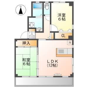 高知市城山町 2LDK 2F の間取り画像