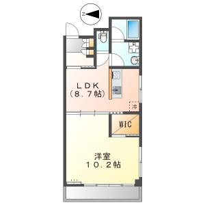 高知市鷹匠町 1LDK 2F(敷金0円) の間取り画像