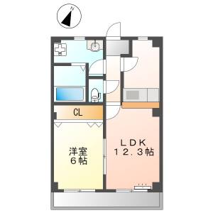 高知市鴨部1LDK 4F(単身限定・敷礼0円・ネット無料) の間取り画像