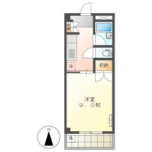 高知市南万々　1K　2F（無料ネット・都市ガス・学生不可） の間取り画像