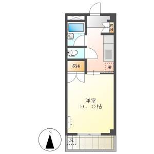 高知市南万々　1K　2F（無料ネット・都市ガス・学生不可） の間取り画像