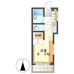 高知市桟橋通1　1R　2F（ペット可） の間取り画像