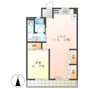 高知市鴨部1　1LDK　3F（無料ネット・エレベーター） の間取り画像