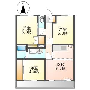 高知市朝倉東町 3DK 2F(敷金礼金0円) の間取り画像