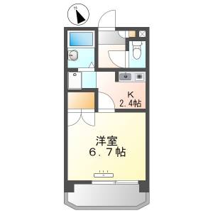 高知市桟橋通1K 2F(敷礼0円・仲介手数料50％OFF) の間取り画像