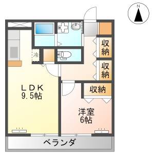 高知市河ノ瀬町　1LDK　3F(敷金礼金0円) の間取り画像