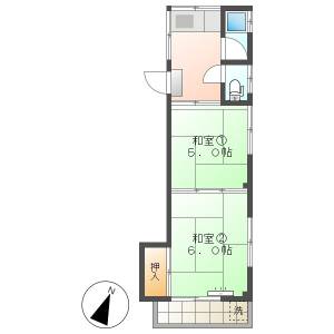 高知市神田　2K　3F（高齢者＆福祉相談・スーパー目の前） の間取り画像