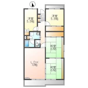 高知市仲田町 4LDK 2F(敷金礼金0円) の間取り画像