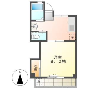 高知市旭町2　1K　2F（P有・電停徒歩3分） の間取り画像