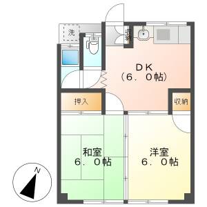 高知市城山町　2DK　2F の間取り画像