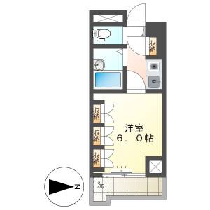 高知市入明町　1K　3F（無料ネット・宅配BOX・オートロック） の間取り画像