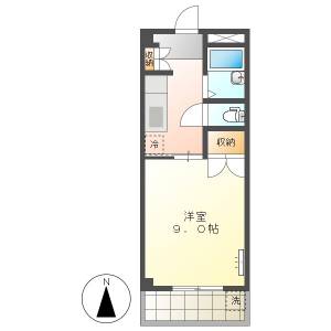 高知市南万々　1K　2F（無料ネット・都市ガス・学生不可） の間取り画像