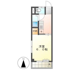 高知市塚ノ原　1K　3F（角部屋・無料ネット） の間取り画像