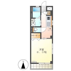 高知市神田　1K　2F（無料ネット・駐車場軽のみ） の間取り画像