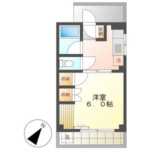 高知市東石立町　1K　3F（最上階・角部屋・南東向き） の間取り画像