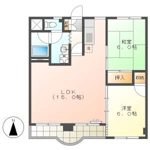 高知市城山町　2LDK　3F（無料ネット） の間取り画像