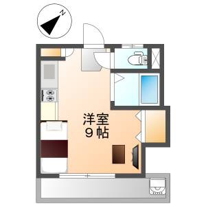 高知市塩屋崎 1R 2F(敷礼0円・家具家電レンタル) の間取り画像