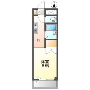 高知市愛宕町4 1DK 2F(敷礼0円・ネット無料) の間取り画像