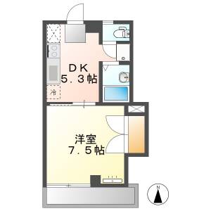 高知市愛宕町4 1DK 3F(ネット無料) の間取り画像